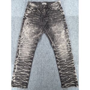 Twenty Two Oz 22oz Black Gray Bleach Pattern Denim Jeans 32/32
